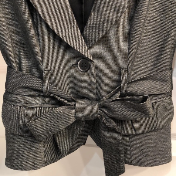 My Michelle - Black-Textured, Belted, Crop Blazer - Picture 4 of 7